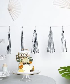 HIER_3300 5 PCS Pre-Tied Metallic Foil Fringe Tassel Garland, Tinsel Curtain For Photo Backdrop Party Decoration - Silver 22 HIER_3300 5 PCS Pre-Tied Metallic Foil Fringe Tassel Garland, Tinsel Curtain For Photo Backdrop Party Decoration - Silver