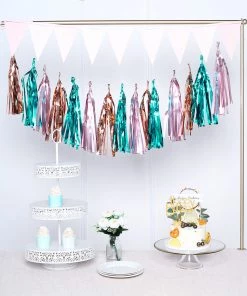 HIER_3300 5 PCS Pre-Tied Metallic Foil Fringe Tassel Garland, Tinsel Curtain For Photo Backdrop Party Decoration - Turquoise 20 HIER_3300 5 PCS Pre-Tied Metallic Foil Fringe Tassel Garland, Tinsel Curtain For Photo Backdrop Party Decoration - Turquoise
