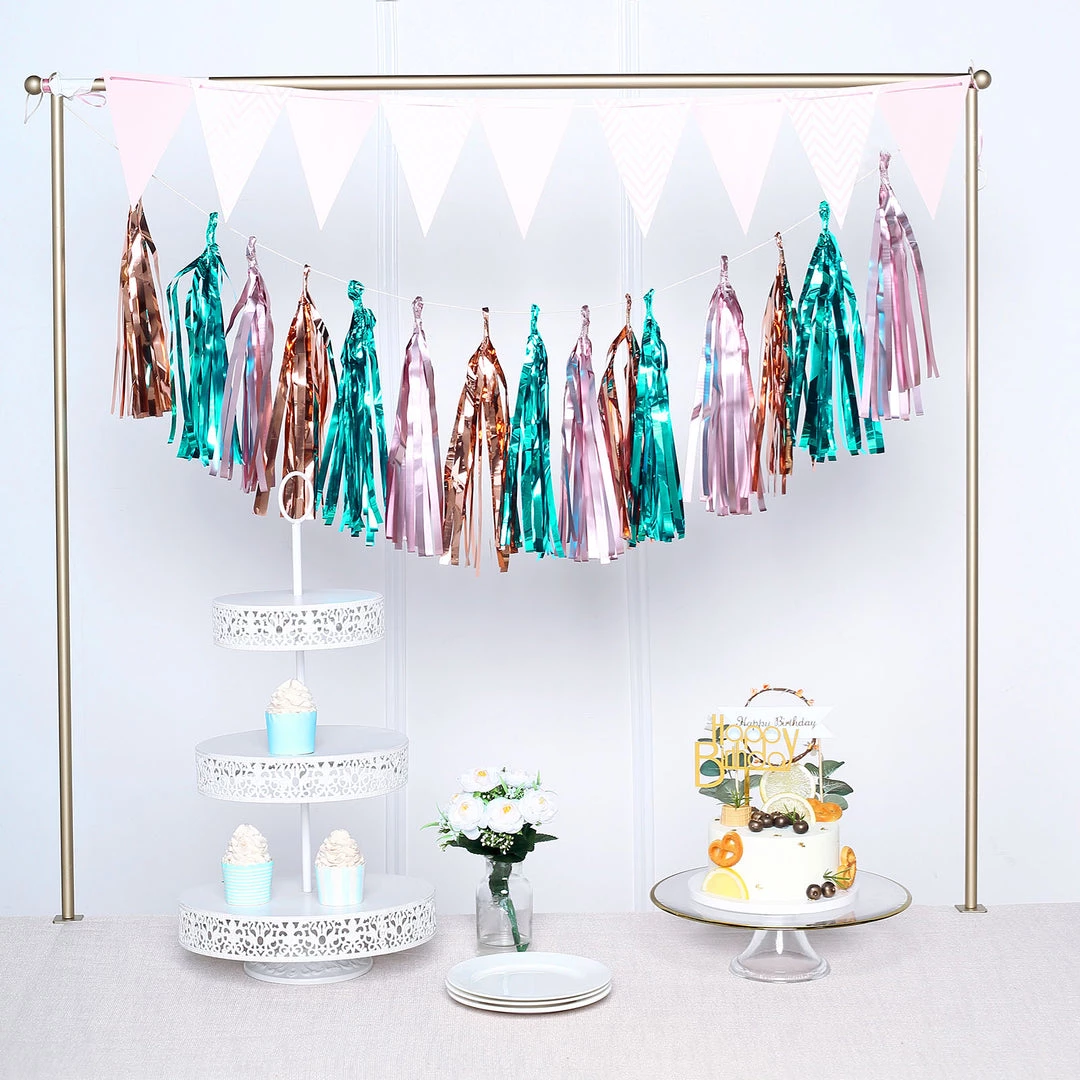 HIER_3300 5 PCS Pre-Tied Metallic Foil Fringe Tassel Garland, Tinsel Curtain For Photo Backdrop Party Decoration - Turquoise 8 HIER_3300 5 PCS Pre-Tied Metallic Foil Fringe Tassel Garland, Tinsel Curtain For Photo Backdrop Party Decoration - Turquoise