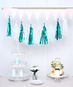 HIER_3300 5 PCS Pre-Tied Metallic Foil Fringe Tassel Garland, Tinsel Curtain For Photo Backdrop Party Decoration - Turquoise 21 HIER_3300 5 PCS Pre-Tied Metallic Foil Fringe Tassel Garland, Tinsel Curtain For Photo Backdrop Party Decoration - Turquoise