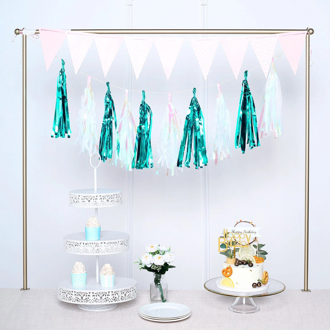 HIER_3300 5 PCS Pre-Tied Metallic Foil Fringe Tassel Garland, Tinsel Curtain For Photo Backdrop Party Decoration - Turquoise 9 HIER_3300 5 PCS Pre-Tied Metallic Foil Fringe Tassel Garland, Tinsel Curtain For Photo Backdrop Party Decoration - Turquoise