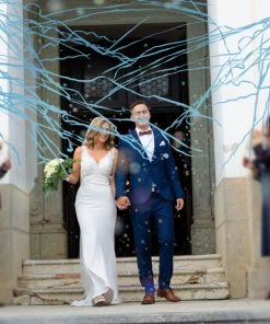 HIER_3300 5 Pack - Blue Hand Throw Streamers, Paper Streamers Confetti Popper For Gender Reveal