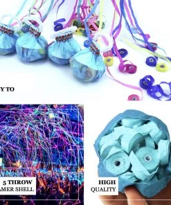 HIER_3300 5 Pack - Blue Hand Throw Streamers, Paper Streamers Confetti Popper For Gender Reveal