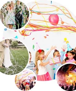 HIER_3300 5 Pack - Pink Hand Throw Streamers, Paper Streamers Confetti Popper For Gender Reveal Tabletop Decor