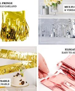 HIER_3300 16ft Metallic Gold Foil Tassel Fringe Backdrop Banner, Tinsel Garland Decor Big Event Backdrops & Décor 17 HIER_3300 16ft Metallic Gold Foil Tassel Fringe Backdrop Banner, Tinsel Garland Decor Big Event Backdrops & Décor
