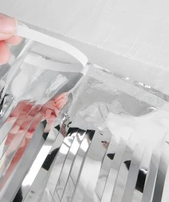 HIER_3300 Hanging Ceiling Decorations 16ft Metallic Silver Foil Tassel Fringe Backdrop Banner, Tinsel Garland Decor 24 HIER_3300 Hanging Ceiling Decorations 16ft Metallic Silver Foil Tassel Fringe Backdrop Banner, Tinsel Garland Decor