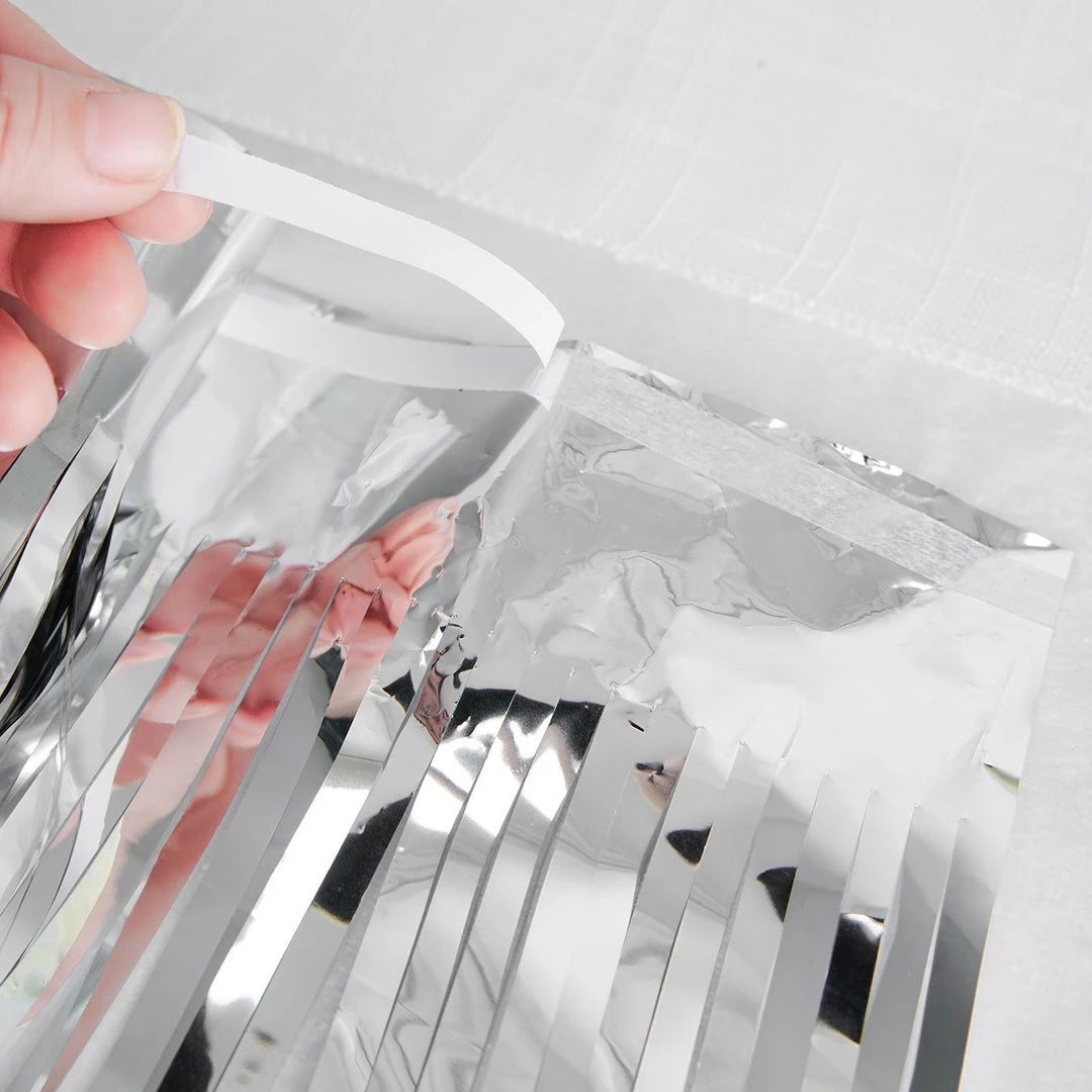 HIER_3300 Hanging Ceiling Decorations 16ft Metallic Silver Foil Tassel Fringe Backdrop Banner, Tinsel Garland Decor 12 HIER_3300 Hanging Ceiling Decorations 16ft Metallic Silver Foil Tassel Fringe Backdrop Banner, Tinsel Garland Decor