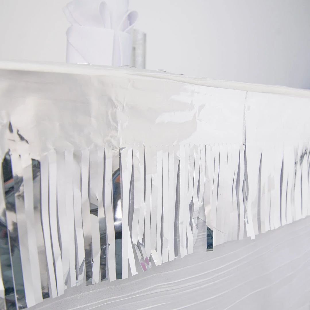 HIER_3300 Hanging Ceiling Decorations 16ft Metallic Silver Foil Tassel Fringe Backdrop Banner, Tinsel Garland Decor 13 HIER_3300 Hanging Ceiling Decorations 16ft Metallic Silver Foil Tassel Fringe Backdrop Banner, Tinsel Garland Decor