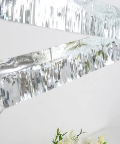 HIER_3300 Hanging Ceiling Decorations 16ft Metallic Silver Foil Tassel Fringe Backdrop Banner, Tinsel Garland Decor 23 HIER_3300 Hanging Ceiling Decorations 16ft Metallic Silver Foil Tassel Fringe Backdrop Banner, Tinsel Garland Decor