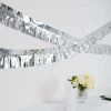 HIER_3300 Hanging Ceiling Decorations 16ft Metallic Silver Foil Tassel Fringe Backdrop Banner, Tinsel Garland Decor