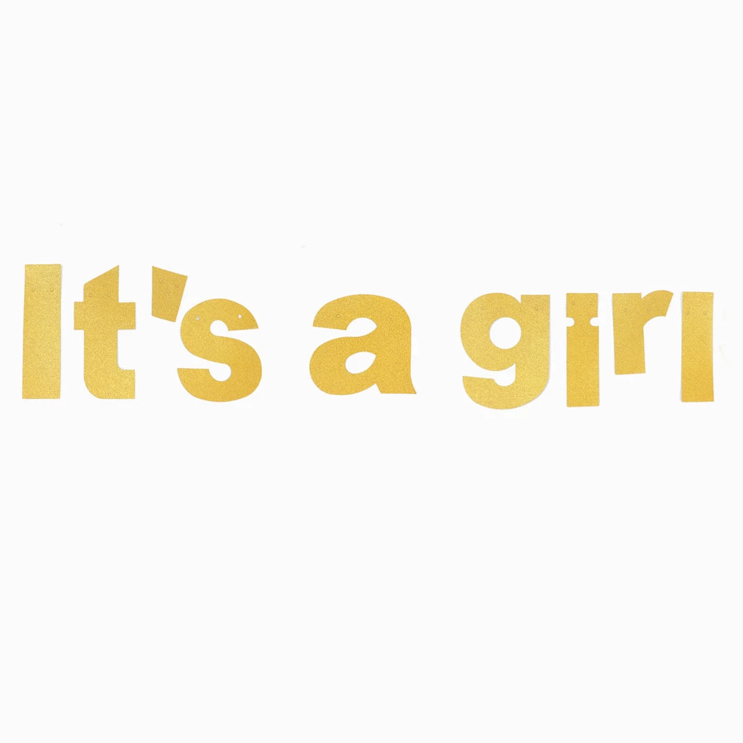 HIER_3300 3ft Gold Glittered It's A Girl Paper Hanging Gender Reveal Garland Banner, Baby Shower Banner Hanging Ceiling Decorations 16 HIER_3300 3ft Gold Glittered It's A Girl Paper Hanging Gender Reveal Garland Banner, Baby Shower Banner Hanging Ceiling Decorations