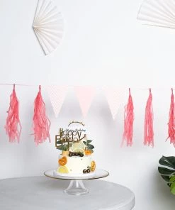 HIER_3300 12 PCS Pre-Tied Paper Fringe Tassel Garland, Paper Tinsel Curtains - Coral Hanging Ceiling Decorations