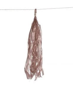 HIER_3300 Lanterns & Pom Pom Balls 12 PCS Pre-Tied Paper Fringe Tassel Garland, Paper Tinsel Curtains - Rose Gold