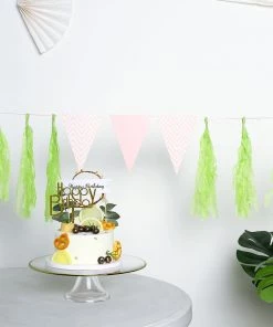 HIER_3300 12 PCS Pre-Tied Paper Fringe Tassel Garland, Paper Tinsel Curtains - Apple Green