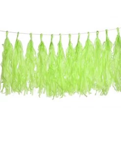 HIER_3300 12 PCS Pre-Tied Paper Fringe Tassel Garland, Paper Tinsel Curtains - Apple Green