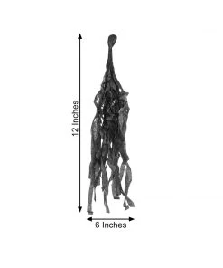 HIER_3300 Lanterns & Pom Pom Balls 12 PCS Pre-Tied Paper Fringe Tassel Garland, Paper Tinsel Curtains - Black