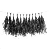 HIER_3300 Lanterns & Pom Pom Balls 12 PCS Pre-Tied Paper Fringe Tassel Garland, Paper Tinsel Curtains - Black