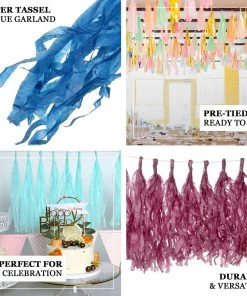 HIER_3300 12 PCS Pre-Tied Paper Fringe Tassel Garland, Paper Tinsel Curtains - Antique Gold