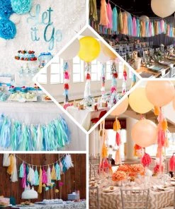 HIER_3300 12 PCS Pre-Tied Paper Fringe Tassel Garland, Paper Tinsel Curtains - Antique Gold