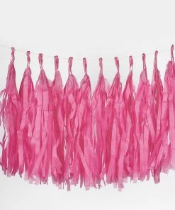 HIER_3300 Wall & Hanging Décor 12 PCS Pre-Tied Paper Fringe Tassel Garland, Paper Tinsel Curtains - Fuchsia
