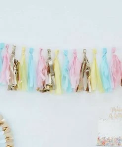 HIER_3300 12 PCS Pre-Tied Paper Fringe Tassel Garland, Paper Tinsel Curtains - Turquoise