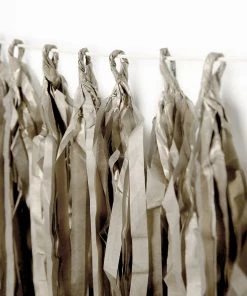 HIER_3300 12 PCS Pre-Tied Paper Fringe Tassel Garland, Paper Tinsel Curtains - Antique Gold