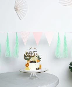 HIER_3300 12 PCS Pre-Tied Paper Fringe Tassel Garland, Paper Tinsel Curtains - Mint