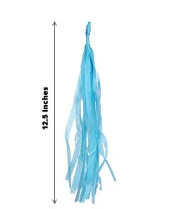HIER_3300 12 PCS Pre-Tied Paper Fringe Tassel Garland, Paper Tinsel Curtains - Turquoise