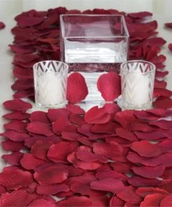 HIER_5130 Chargers & Centerpieces 500 Burgundy Silk Rose Petals For Table Confetti
