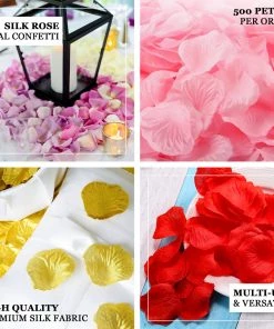 HIER_5130 500 Silver Silk Rose Petals For Table Confetti Chargers & Centerpieces