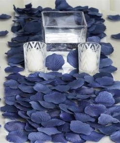 HIER_5130 500 Navy Blue Silk Rose Petals For Table Confetti Chargers & Centerpieces