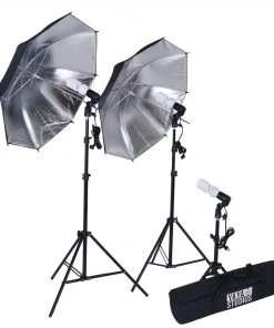 HIER_3740 Big Event Backdrops & Décor 600 Watt Professional Photography Photo Video Portrait Studio Day Light Black/Silver Umbrella Continuous Lighting Kit
