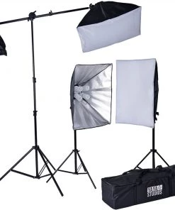HIER_3740 2400 Watt Softbox Photo Studio Continuous Lighting Kit With Boom Arm Hairlight Softbox