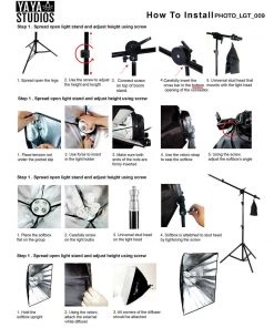 HIER_3740 2400 Watt Softbox Photo Studio Continuous Lighting Kit With Boom Arm Hairlight Softbox