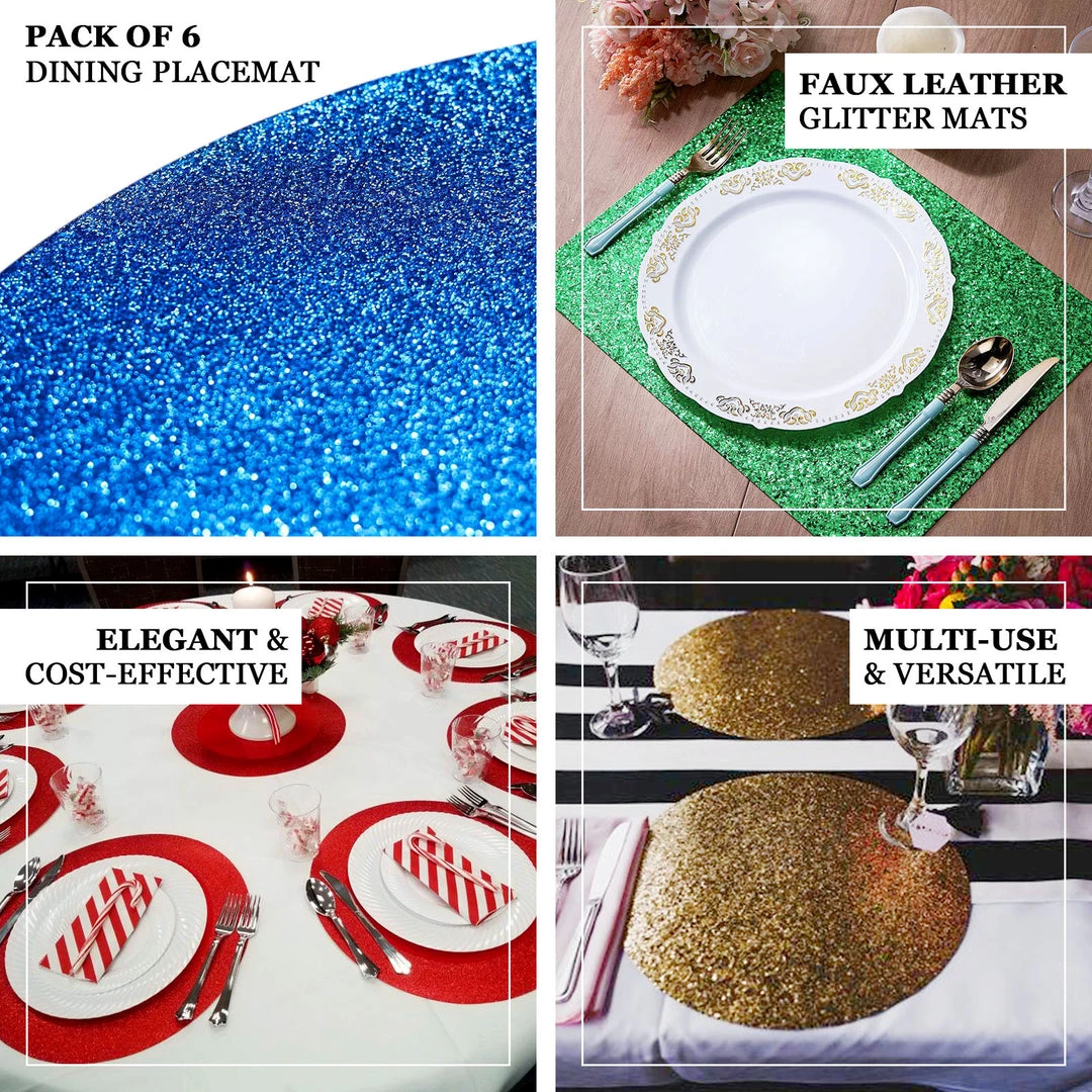 HIER_4720 6 Pack | Iridescent Sparkle Placemats Non Slip Decorative Table Placemat, Oval With Glitter Sparkles 4 HIER_4720 6 Pack | Iridescent Sparkle Placemats Non Slip Decorative Table Placemat, Oval With Glitter Sparkles