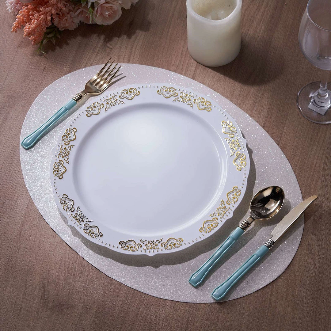 HIER_4720 6 Pack | Iridescent Sparkle Placemats Non Slip Decorative Table Placemat, Oval With Glitter Sparkles 11 HIER_4720 6 Pack | Iridescent Sparkle Placemats Non Slip Decorative Table Placemat, Oval With Glitter Sparkles