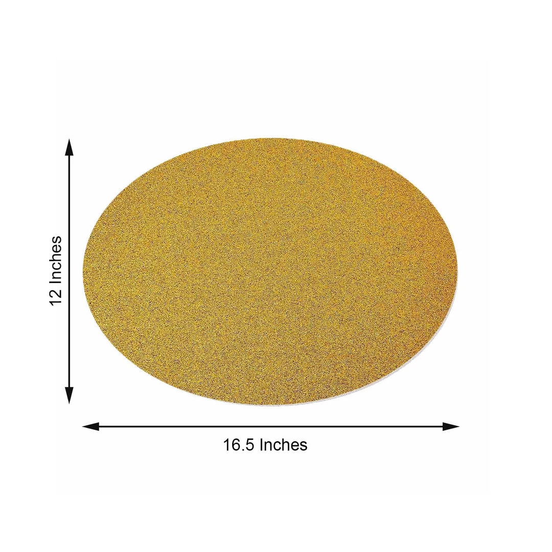 HIER_4720 6 Pack | Gold Sparkle Placemats Non Slip Decorative Table Placemat, Oval With Glitter Sparkles Disposable Dinnerware 3 HIER_4720 6 Pack | Gold Sparkle Placemats Non Slip Decorative Table Placemat, Oval With Glitter Sparkles Disposable Dinnerware