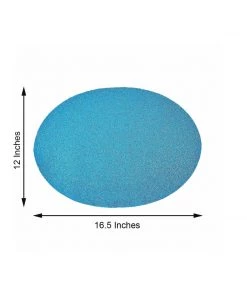 HIER_4720 6 Pack | Turquoise Sparkle Placemats Non Slip Decorative Table Placemat, Oval With Glitter Sparkles Disposable Dinnerware