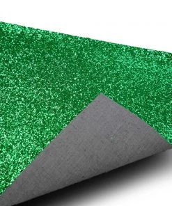 HIER_4720 6 Pack | Green Sparkle Placemats Non Slip Decorative Table Placemat, Rectangle With Glitter Sparkles