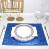 HIER_4720 6 Pack | Royal Blue Sparkle Placemats Non Slip Decorative Table Placemat, Rectangle With Glitter Sparkles Disposable Dinnerware