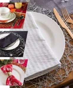 HIER_4720 6 Pack | 15" Metallic Gold String Woven Placemats | Round Table Placemats 19 HIER_4720 6 Pack | 15