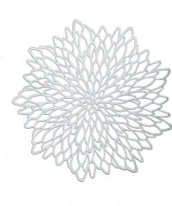 HIER_4720 6 Pack | Silver Decorative Floral Vinyl Placemats Non-Slip Table Mats For Dining - Round 15" 42 HIER_4720 6 Pack | Silver Decorative Floral Vinyl Placemats Non-Slip Table Mats For Dining - Round 15