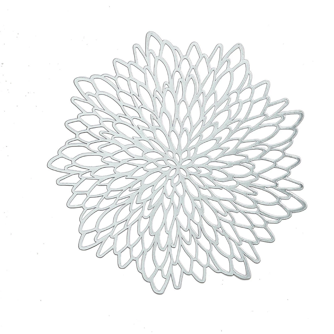 HIER_4720 6 Pack | Silver Decorative Floral Vinyl Placemats Non-Slip Table Mats For Dining - Round 15" 21 HIER_4720 6 Pack | Silver Decorative Floral Vinyl Placemats Non-Slip Table Mats For Dining - Round 15"