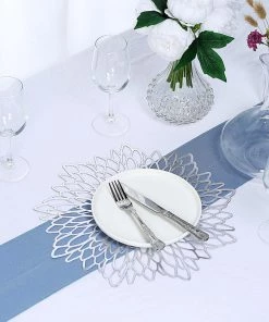 HIER_4720 6 Pack | Silver Decorative Floral Vinyl Placemats Non-Slip Table Mats For Dining - Round 15" 33 HIER_4720 6 Pack | Silver Decorative Floral Vinyl Placemats Non-Slip Table Mats For Dining - Round 15