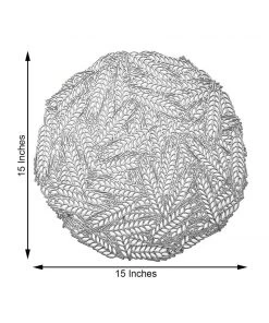 HIER_4720 6 Pack | Silver Metallic Vinyl Placemats, Non-Slip Table Mats With Wheat Design - Round 15" 17 HIER_4720 6 Pack | Silver Metallic Vinyl Placemats, Non-Slip Table Mats With Wheat Design - Round 15