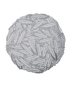HIER_4720 6 Pack | Silver Metallic Vinyl Placemats, Non-Slip Table Mats With Wheat Design - Round 15" 29 HIER_4720 6 Pack | Silver Metallic Vinyl Placemats, Non-Slip Table Mats With Wheat Design - Round 15