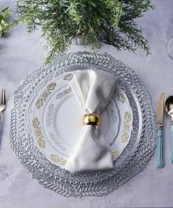 HIER_4720 6 Pack | Silver Metallic Vinyl Placemats, Non-Slip Table Mats With Wheat Design - Round 15" 26 HIER_4720 6 Pack | Silver Metallic Vinyl Placemats, Non-Slip Table Mats With Wheat Design - Round 15