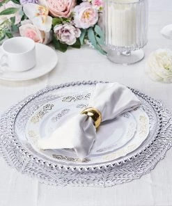 HIER_4720 6 Pack | Silver Metallic Vinyl Placemats, Non-Slip Table Mats With Wheat Design - Round 15" 20 HIER_4720 6 Pack | Silver Metallic Vinyl Placemats, Non-Slip Table Mats With Wheat Design - Round 15