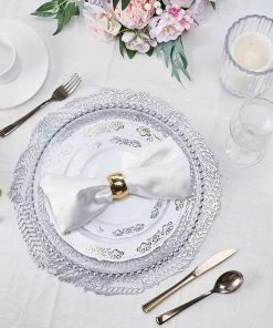 HIER_4720 6 Pack | Silver Metallic Vinyl Placemats, Non-Slip Table Mats With Wheat Design - Round 15" 28 HIER_4720 6 Pack | Silver Metallic Vinyl Placemats, Non-Slip Table Mats With Wheat Design - Round 15