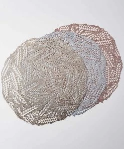 HIER_4720 6 Pack | Silver Metallic Vinyl Placemats, Non-Slip Table Mats With Wheat Design - Round 15" 27 HIER_4720 6 Pack | Silver Metallic Vinyl Placemats, Non-Slip Table Mats With Wheat Design - Round 15